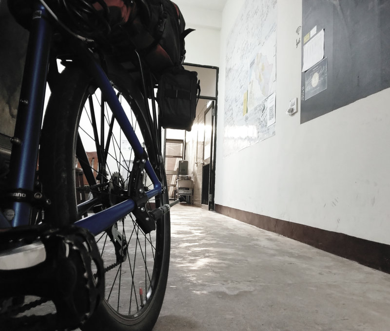 台湾のホステルでは大抵自転車を室内に入れさせてもらえる