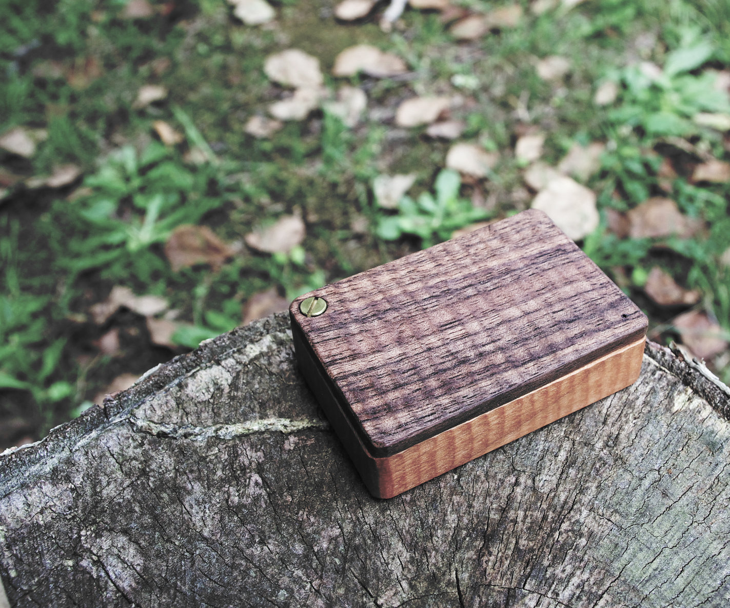 チェリーとウォルナットの毛ばりケースは表面仕上げが美しい